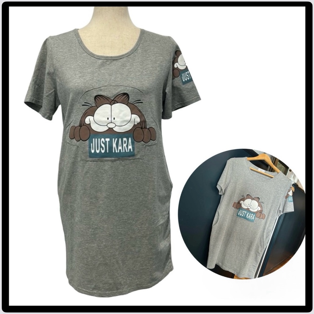 K-pop Style Shift T-Shirt Dress with Graphic Pop Art Patch design